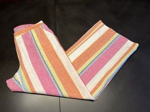 Ashley Stewart Womens Pants 14W Linen/Cotton Wide Leg Elastic Orange Multi